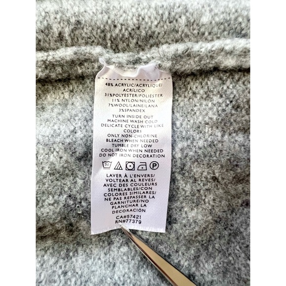 NWOT Ann Taylor Pearlized Mockneck Sweater Dress | Petite Pebble Grey Wool Knit - Picture 7 of 9